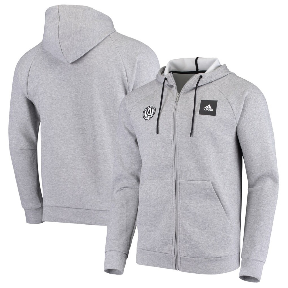 New Men's Adidas Atlanta United FC Gray Enhanced Full-Zip Hoodie Jacket L